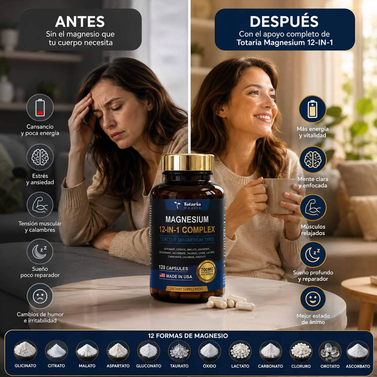 Magnesio Multiactivo 12 en 1 – Complejo Avanzado de Alta Absorción 🌿