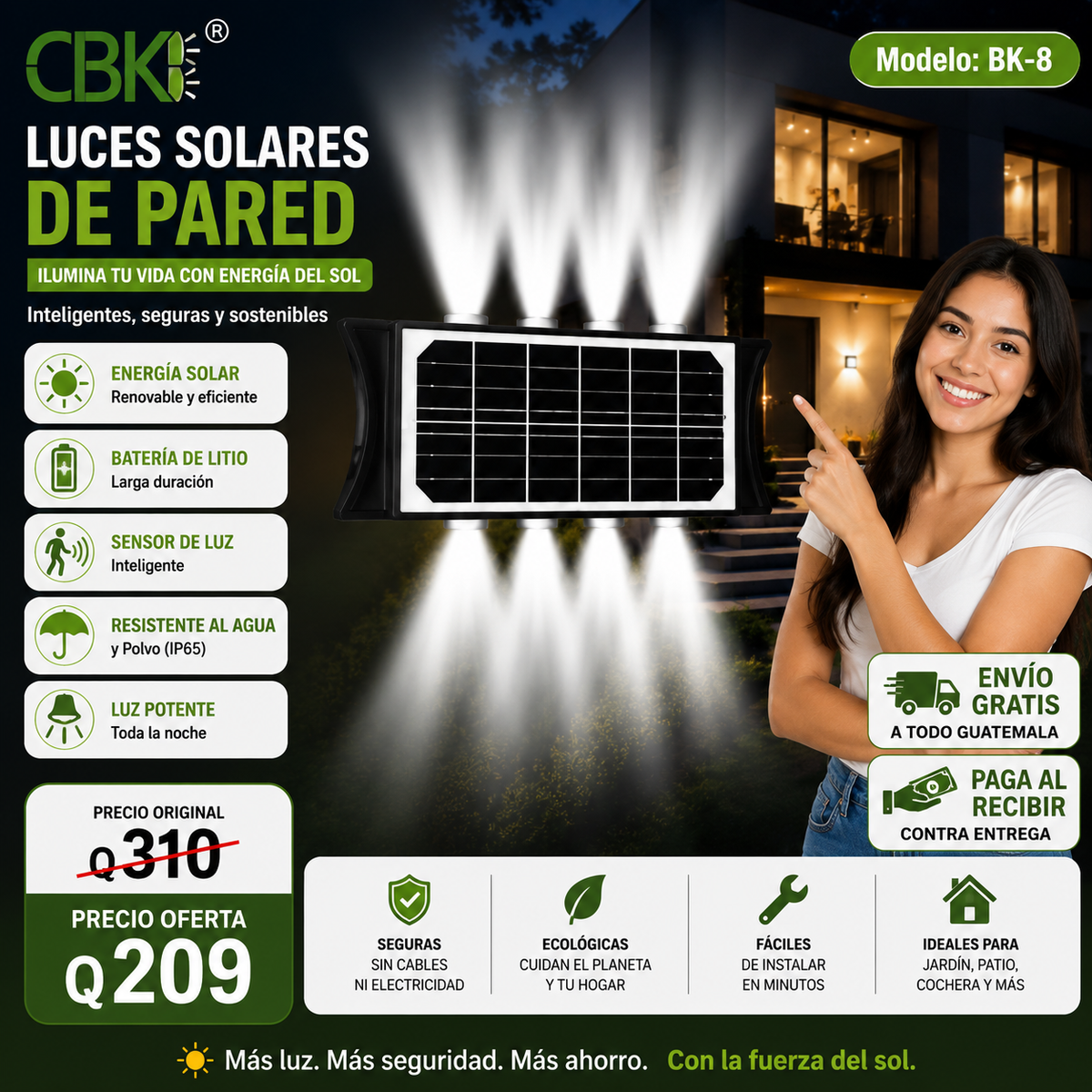 Ilumina y Protege Tu Hogar Toda la Noche con Energía Solar
